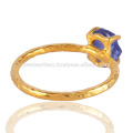 Tanzanite piedras preciosas y 18K oro Vermeil anillo de plata 925 al mejor precio